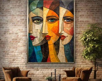 Cubic womans canvas art, Minimalistic womans print, Abstract womans art, Womans home decor, Womans wall art, Womans painting, Womans canvas
