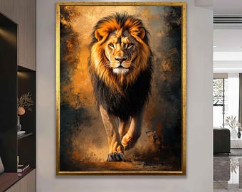 ライオンキャンバスウォールアート、雄ライオンキャンバスプリント