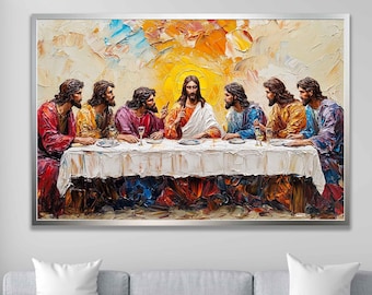 Das letzte Abendmahl Wandkunst, Wohnkultur, Jesus Kunst, Bibel Wandkunst, Bibel Vers Druck, bedruckbar, christlicher Glaube, letzte Abendmahl Ölgemälde