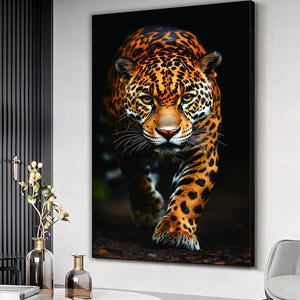 Arte de parede em tela de leopardo, impressão de arte com padrão de leopardo, arte de leopardo e chita, pôster de leopardo, impressão de chita, tela grande de leopardo, decoração de parede para casa