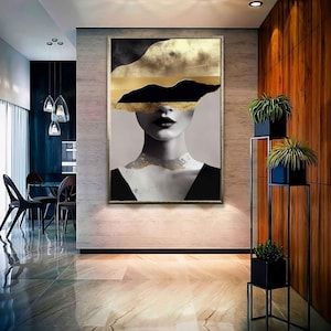 Woman abstract art, Abstract woman canvas, Woman gold colors painting, Woman wall art, Woman art, Woman wall decor, Woman digital print