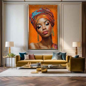 African woman painting, African woman  art, Colorful african woman canvas print, Colorful African wall art, Woman digital print, woman art