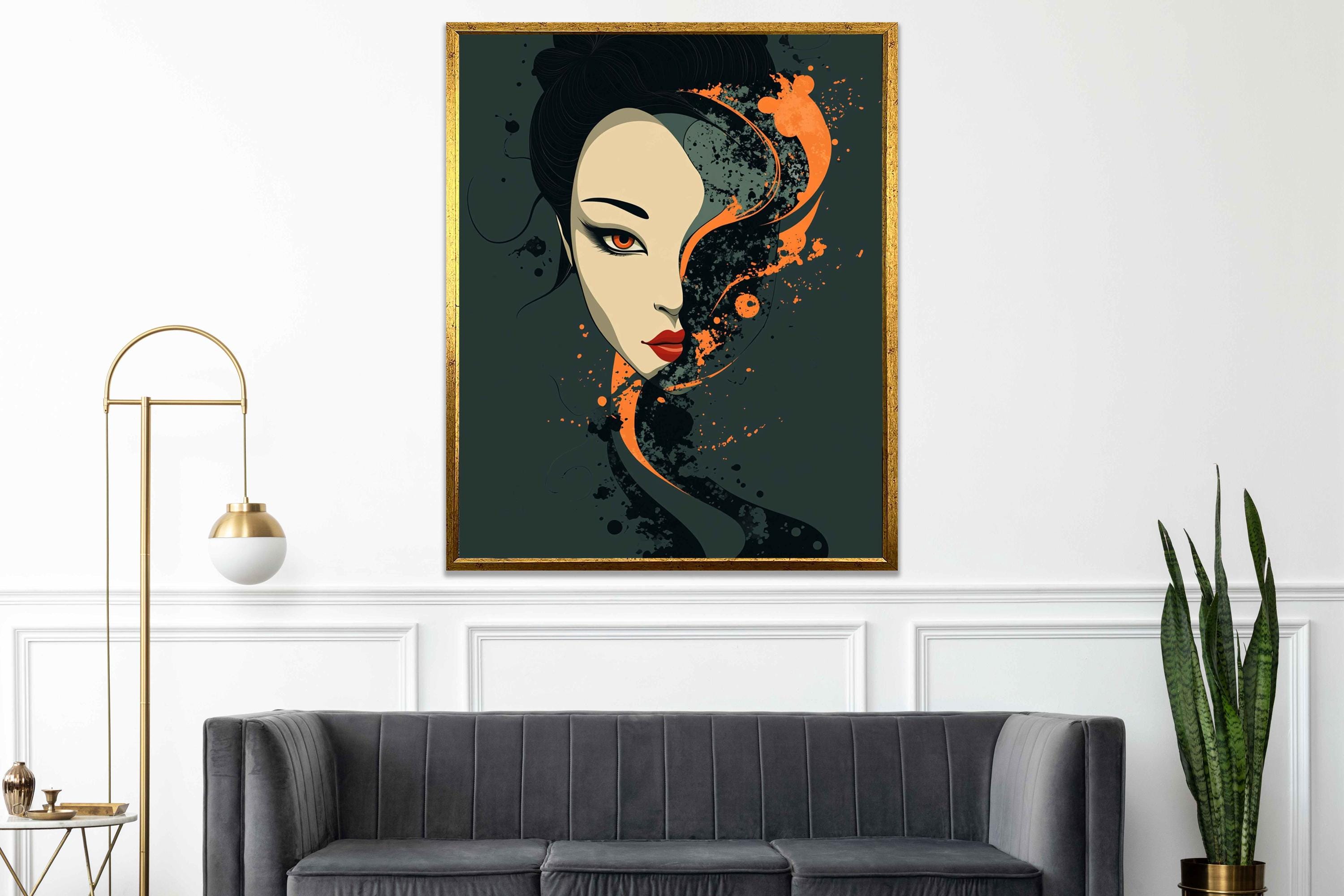 Abstract Japanese Woman Art Print, Japanese Wall Art, Modern Japanese ...