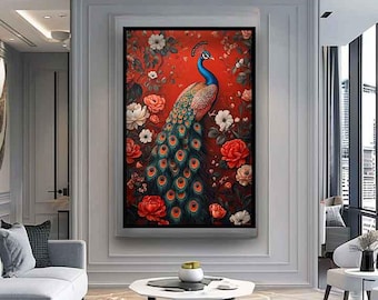 赤と白の孔雀 - Etsy 日本