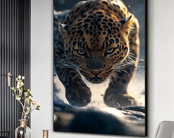 Trendy Leopard Wall Art, Cheetah Wall Art, Preppy Wall Art, Retro Poster, Aesthetic Apartment Decor, Cheetah leopard canvas, Home wall decor