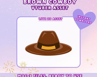 Vtuber Brown Cowboy Hat Asset: Live2D Ready (Digital Download)