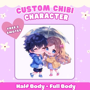 CUSTOM COUPLE CHIBI, Cartoon, Fanart, Original Character Anime Pngtuber Commission Twitch, Chibi logo, Cute Chibi, Chibi Emotes Custom Chibi