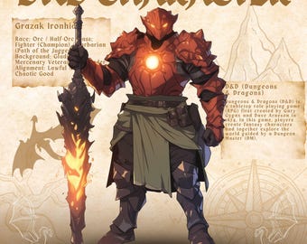 Commissione artistica personalizzata per feste DND, illustrazione fantasy, ritratto del personaggio DND