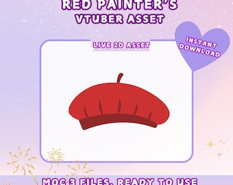 Risorsa Vtuber Red Painter's Beret: Live2D Prop (download digitale)