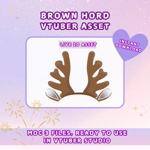 Vtuber Reindeer Antler Asset: Brown Horns, Live2D Ready (Digital Download)