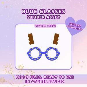 Manipulierte Blaue Brille Vtuber Objekt: Live2D VTube Studio (Digitaler Download)