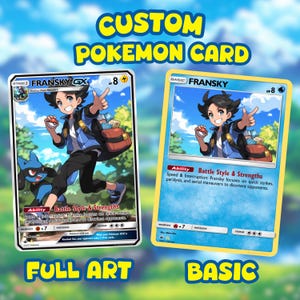 Carte Pokémon personnalisée, Pokémon Potraits Saint-Valentin, couple personnalisé, famille, portrait d'animal de compagnie, commission de carte Pokémon personnalisée, cadeau de fête des mères