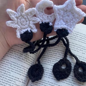 Crochet bookmarks, 3 in 1, Crochet moon bookmark, crochet Sun bookmark, crochet star bookmark, handmade gift, crochet tea bag bookmark