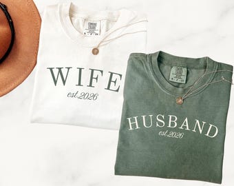 Comfort Colors® Matching Husband and Wife Shirts, Honeymooning Couple Tee, Newlywed Wedding Gift, Anniversary Shirt