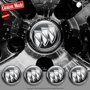 Set of 4 Buick Decals Center Wheel Cap Stickers Custom Handmade Rim Emblems Multiple Designs