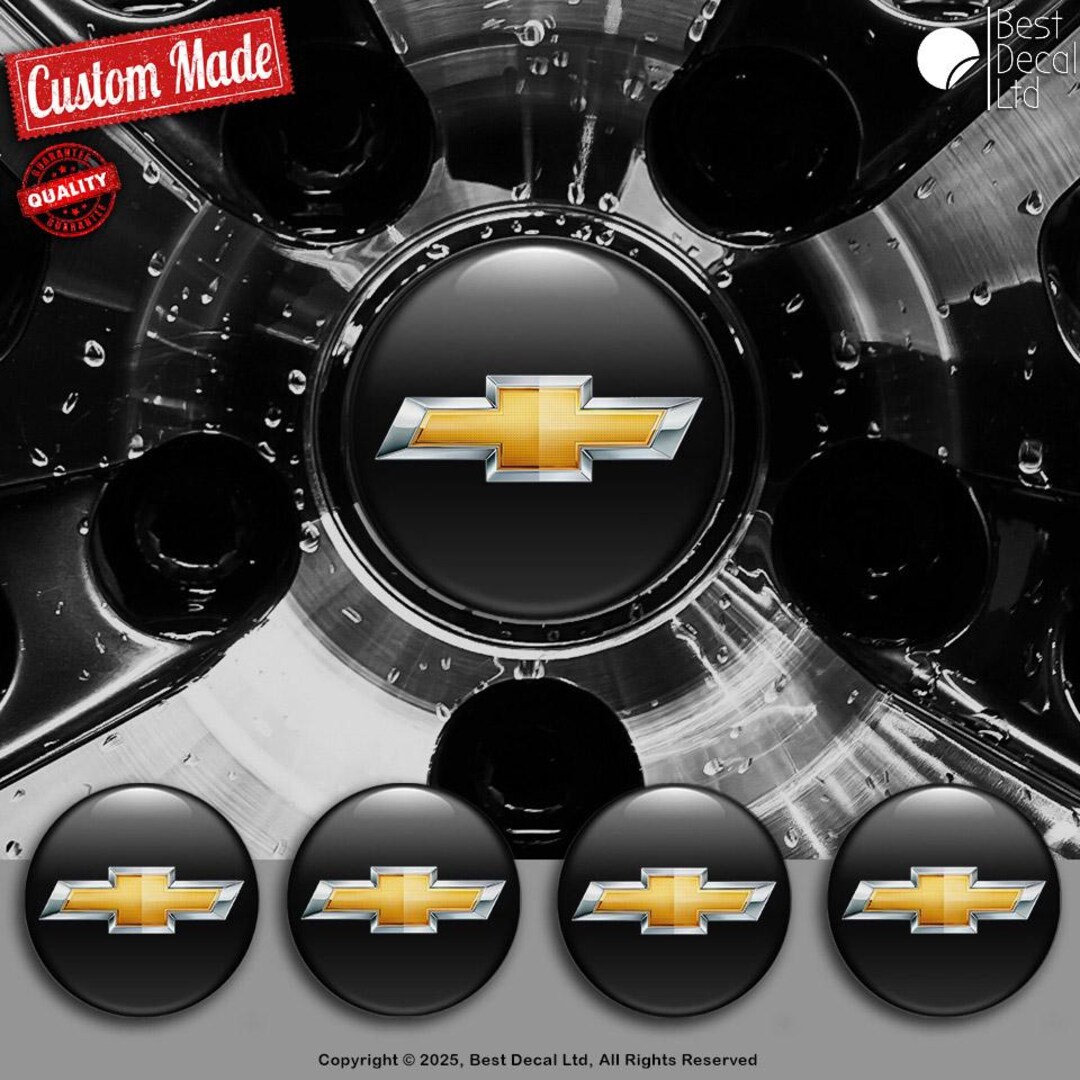 Set of 4 Chevrolet Decals Center Wheel Cap Stickers Custom Handmade Rim ...