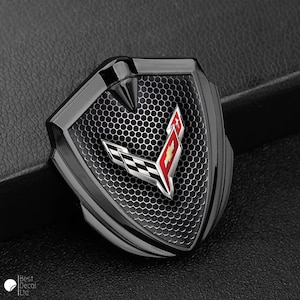 Emblème de la Corvette | Logo de l'écusson latéral | Sticker pour garde-boue fait main en métal de qualité supérieure | Plusieurs modèles