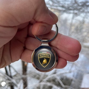 Lamborghini Leather Keyring Key Chain Shield Fob Ring Black - Etsy Lamborghini Leather Keyring Key Chain Shield Fob Ring Black - Etsy