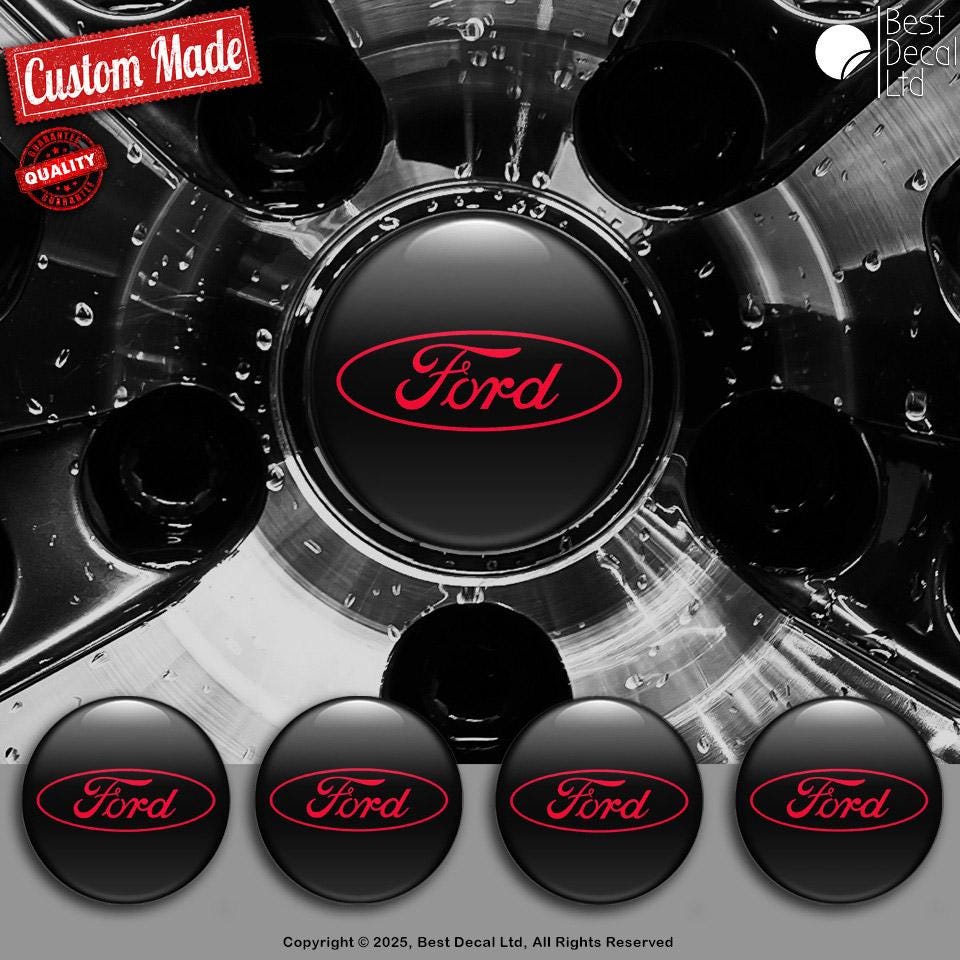 Set of 4 Ford Decals Center Wheel Cap Stickers Custom Handmade Rim Emblems Multiple Designs