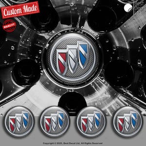 Set of 4 Buick Decals Center Wheel Cap Stickers Custom Handmade Rim Emblems Multiple Designs