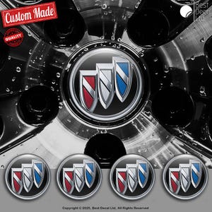 Set of 4 Buick Decals Center Wheel Cap Stickers Custom Handmade Rim Emblems Multiple Designs