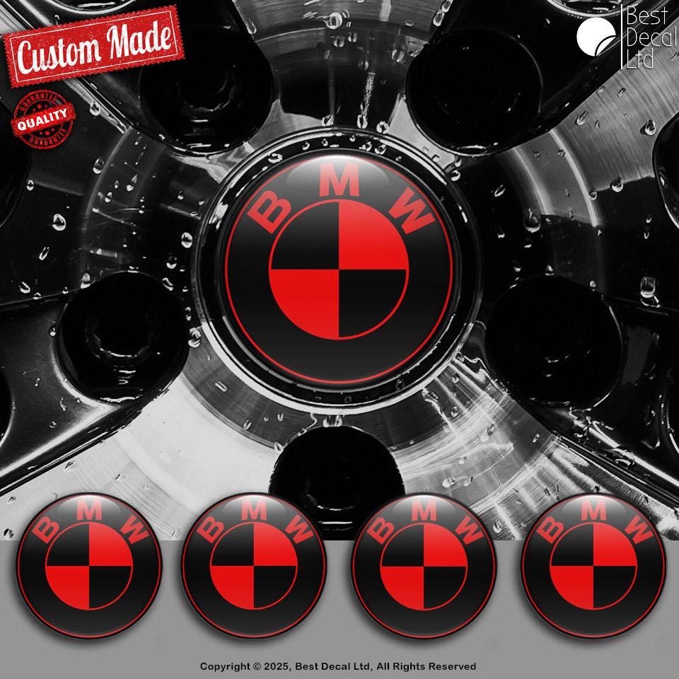 Set of 4 BMW Decals Center Wheel Cap Stickers Custom Handmade Rim Emblems Multiple Designs