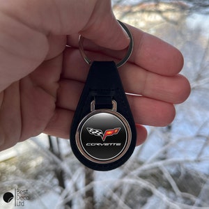 Porte-clés Corvette | Porte-clés en cuir fait main | Porte-clés de qualité supérieure | Accessoires automobiles | Idée cadeau