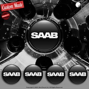 Set of 4 Saab Decals Center Wheel Cap Stickers Custom Handmade Rim Emblems Multiple Designs
