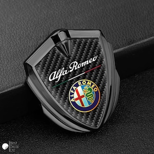Emblema Alfa Romeo / Logotipo de insignia lateral / Calcomanía de guardabarros de metal hecha a mano de primera calidad / Múltiples diseños
