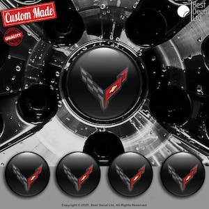 Lot de 4 décalcomanies Corvette C8 pour enjoliveurs de roue, emblèmes de jantes faits main personnalisés, motifs variés