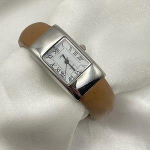 Vintage Collezio armbandsklocka: Brun lädermanschett, vit urtavla