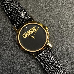 Vintage Men&#39;s CarTech Gold & Black Watch —NEW OLD STOCK