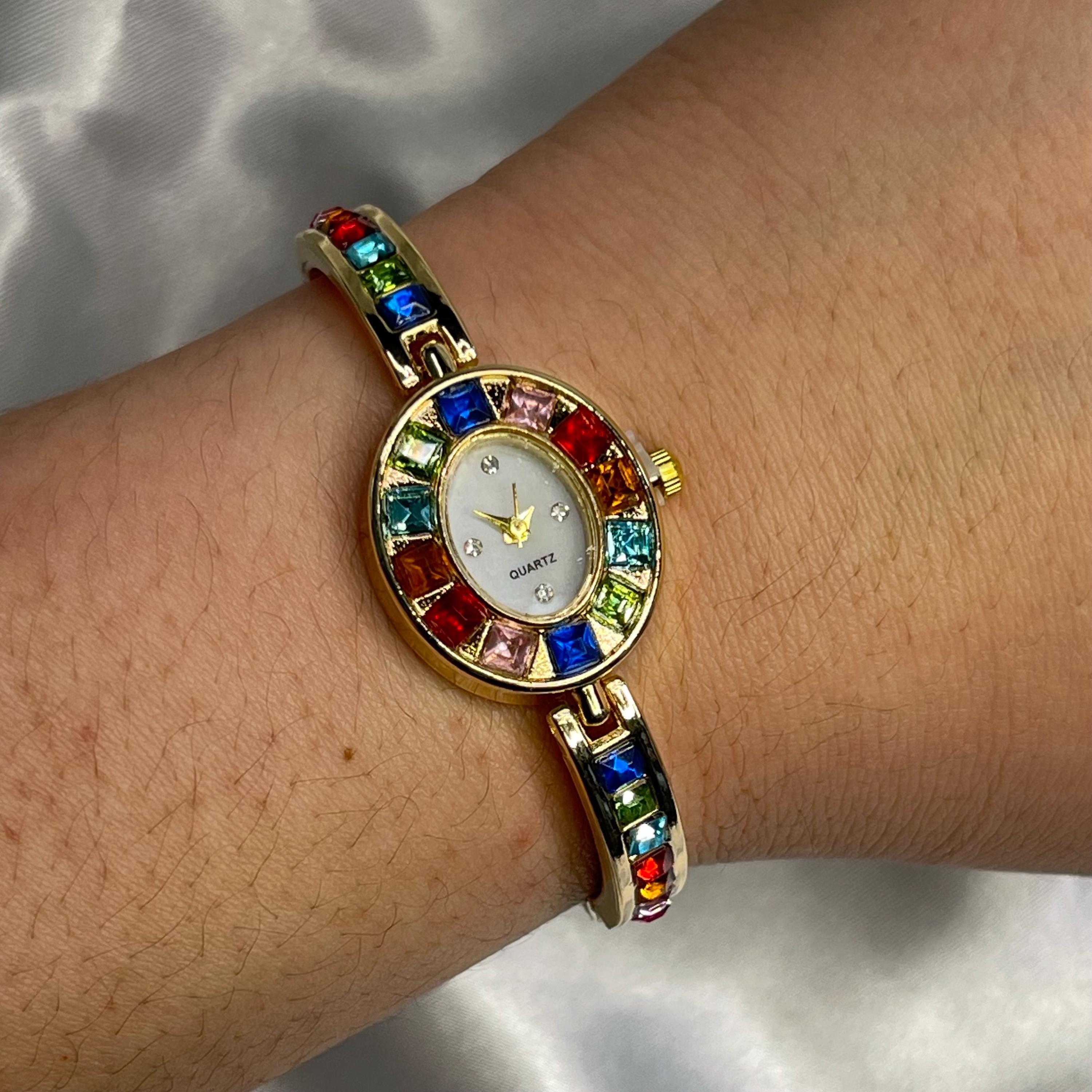 Women’s Gold And Rainbow Crystal Vintage Oval Watch Women main image 4