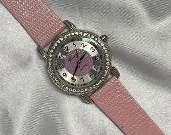 Vintage Women's Genevex Pink Crystal Bezel Watch – New Old Stock With Box!