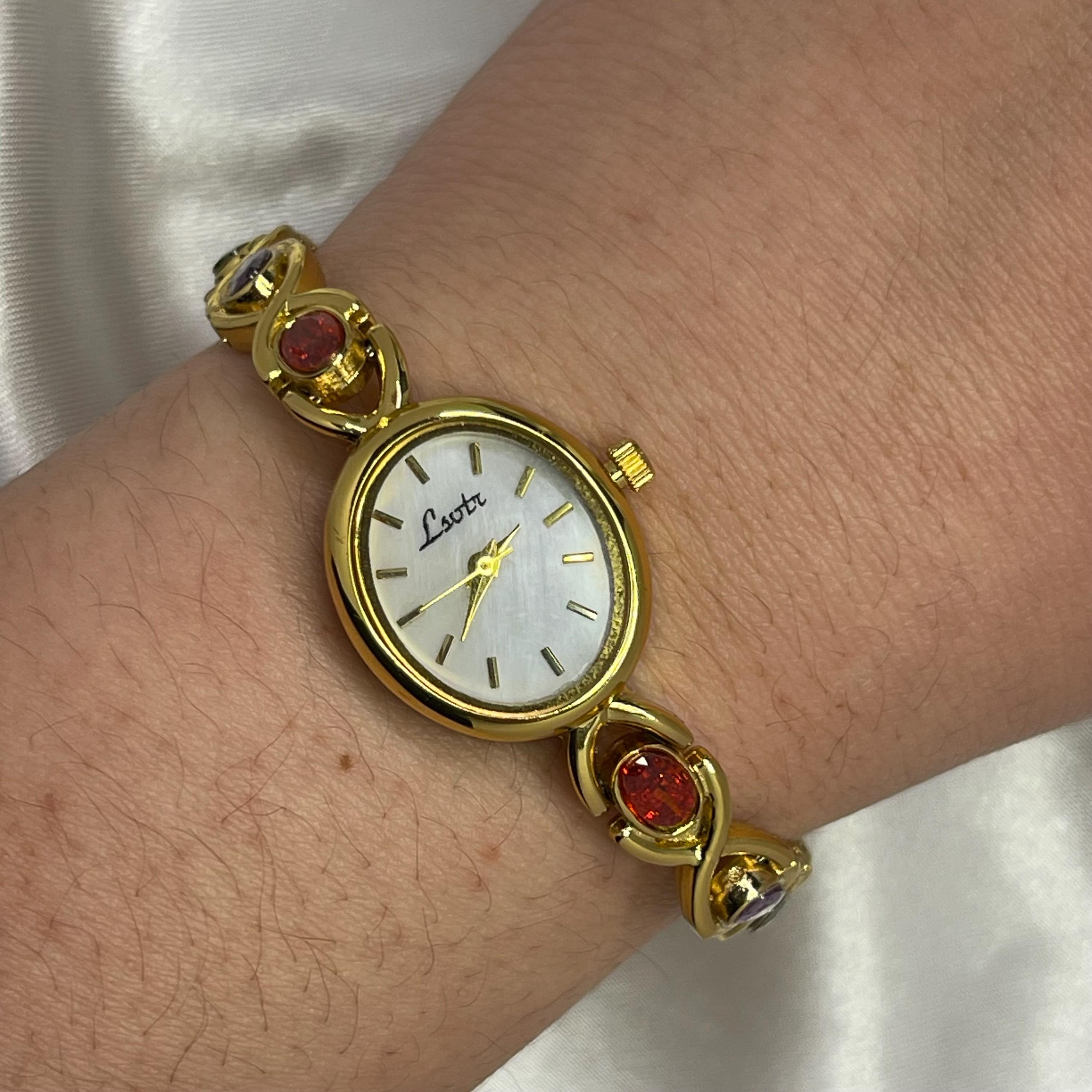 Women’s Gold And Rainbow Crystal Vintage Oval Watch Women main image 3