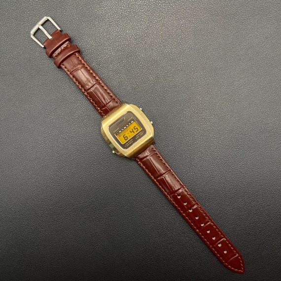 Vintage 1970s Casio Casiotron Digital Watch: Gold-tone, Brown