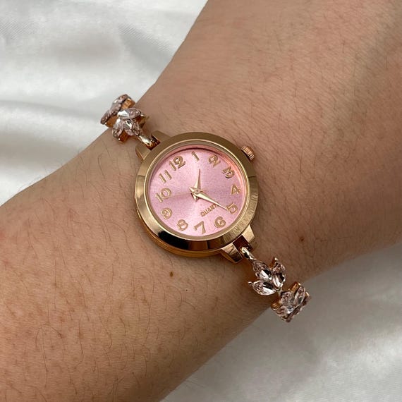 Elegant Pink Crystal Women\'s Bracelet Watch - Rose Gold Tone Swarovski Matrix Bangle Watch – Swiss Made, Crystal Bracelet  main image 2