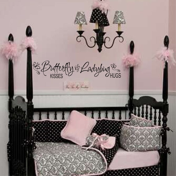 butterfly kisses decal girls wall decal baby girl decal | etsy