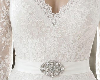 Broche de boda victoriano, broche nupcial de perlas y cristal, fajín o corpiño, joyería de oro o plata, COURTNEY