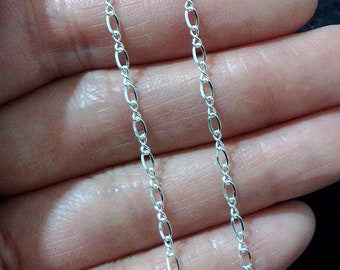 Sterling Silver FIGARO Chain, Infinity Style Fancy Layering Necklace, DIY Minimalist Jewelry, Bridal Party Wedding Event Birthday Gift