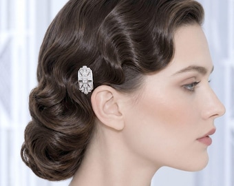 Art Deco Bridal Hair Pin, Gatsby Wedding Geometric Headpiece, Vintage Style Cz Hair Jewelry, Bridesmaid Gift, ELITE