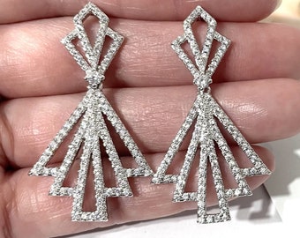 Art Deco Bridal Earrings, Gatsby Vintage Wedding 1920s Style Earrings, Cz Earrings, Cubic Zirconia Bridal Jewelry, Boho Gift, IKORA