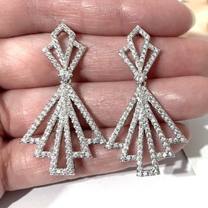 Art Deco Bridal Earrings, Gatsby Vintage Wedding 1920s Style Earrings, Cz Earrings, Cubic Zirconia Bridal Jewelry, Boho Gift, IKORA