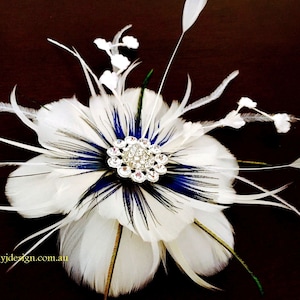 Something Blue Bridal Fascinator, Peacock Wedding Headpiece, Feather Bridal Headpiece, Flower Hair Clip, Feather Fascinator, ART NIRVANI