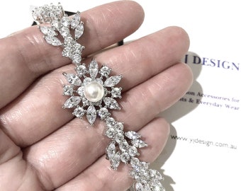 Art Deco Bridal Bracelet,l Glam Statement Vintage Style Wedding Jewelry, YUMI