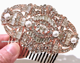 Art Deco Bridal Hair Comb, Geometric Bridal Headpiece, Gatsby Flapper Wedding Haircomb, Edwardian Vintage Style Hair Accessory, MERIDAS