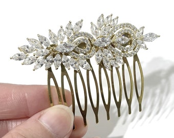 Cz Bridal Hair Comb, Vintage Style Bridal Hair Jewelry, Regency Wedding Headpiece, Celebrity Glamour Wedding Hair Accessory, SAMURAI