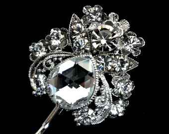 Art Deco Hair Pin, Swarovski Crystal Bridal Hair Jewelry, Boho Wedding Hair Pin, Nouveau Bridal Headpiece, Bridesmaid Gift, LENA