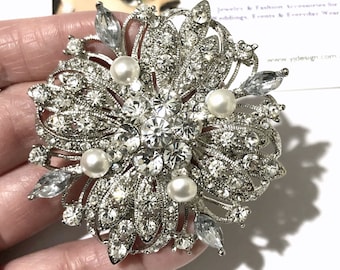 Broche de boda de cristal Starburst, broche para fajín nupcial, flor de cristal con diamantes de imitación, joyería de moda, flor GALAXY