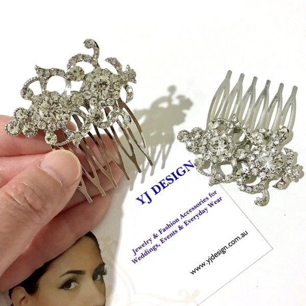 Victorian Bridal Hair Combs, Regency Wedding Bridal Hair Jewelry, Rhinestone Crystal Haircombs, Vintage Style Headpieces Gifts, ARMANIA